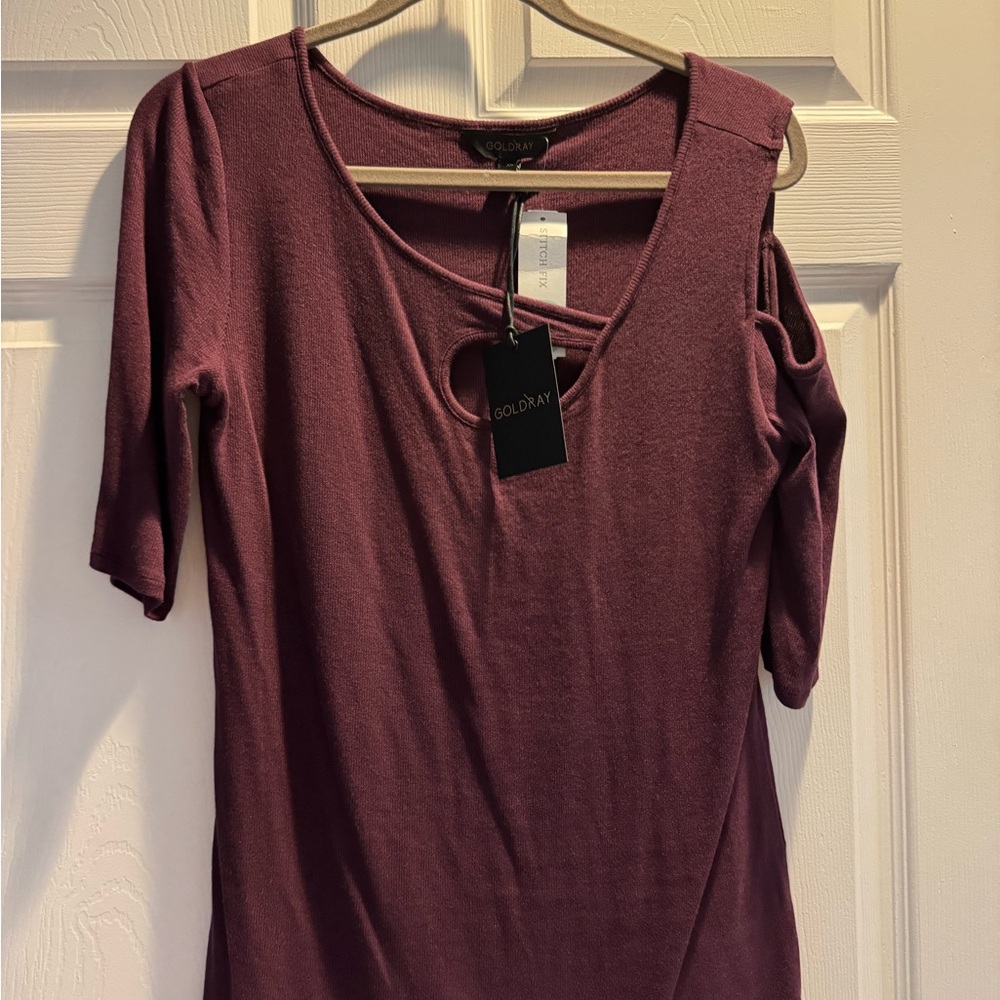 Vibrant Burgundy Asymmetrical one arm cut-out shirt